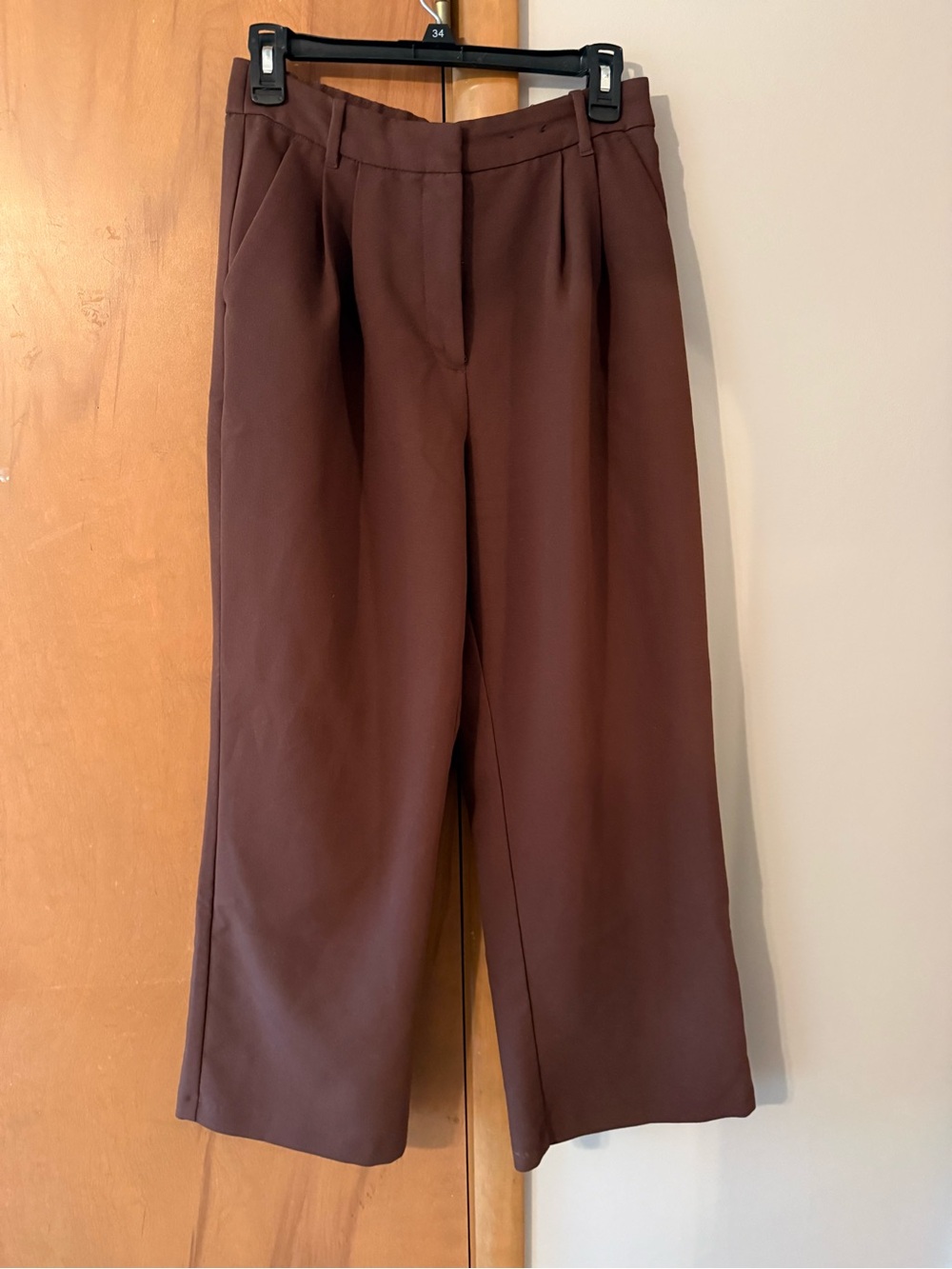 Abercrombie & Fitch Curve Love Wide-Leg Dress Pants - Chocolate Brown 28S